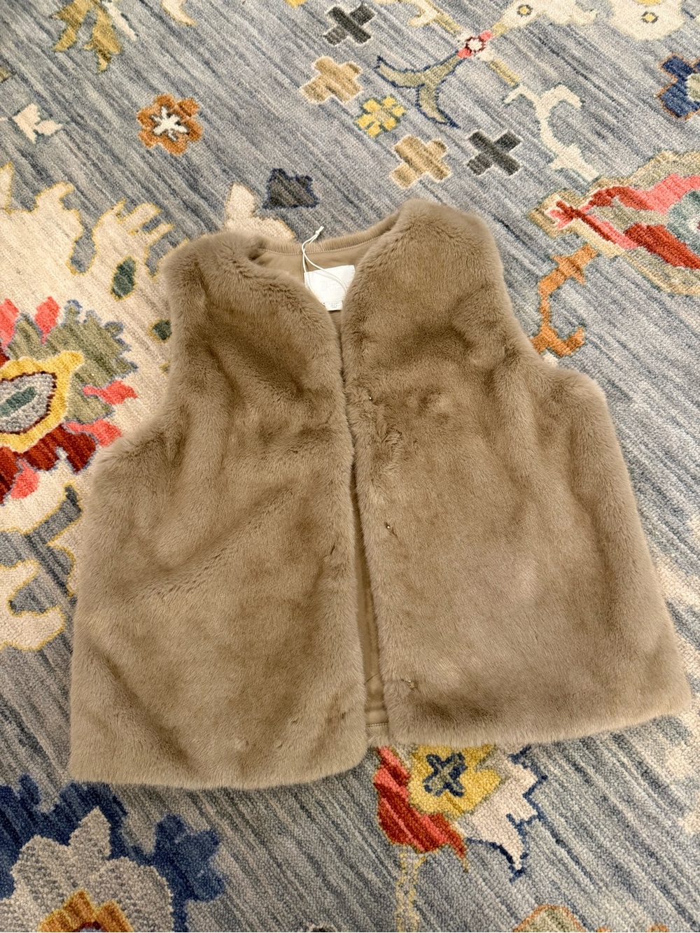 Zara Girls Outerwear Collection Faux Fur Vest Girls Size 13 - 14 Years - taupe